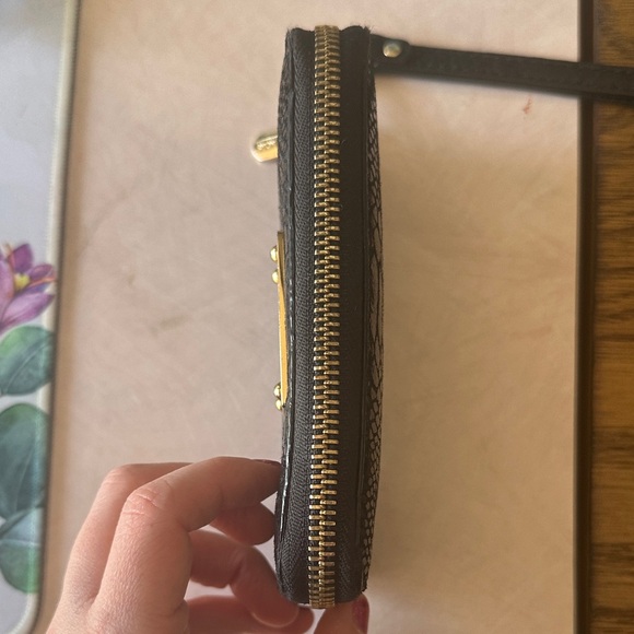 Michael Kors Black Textured Wristlet with Gold Accents - Picture 6 of 11